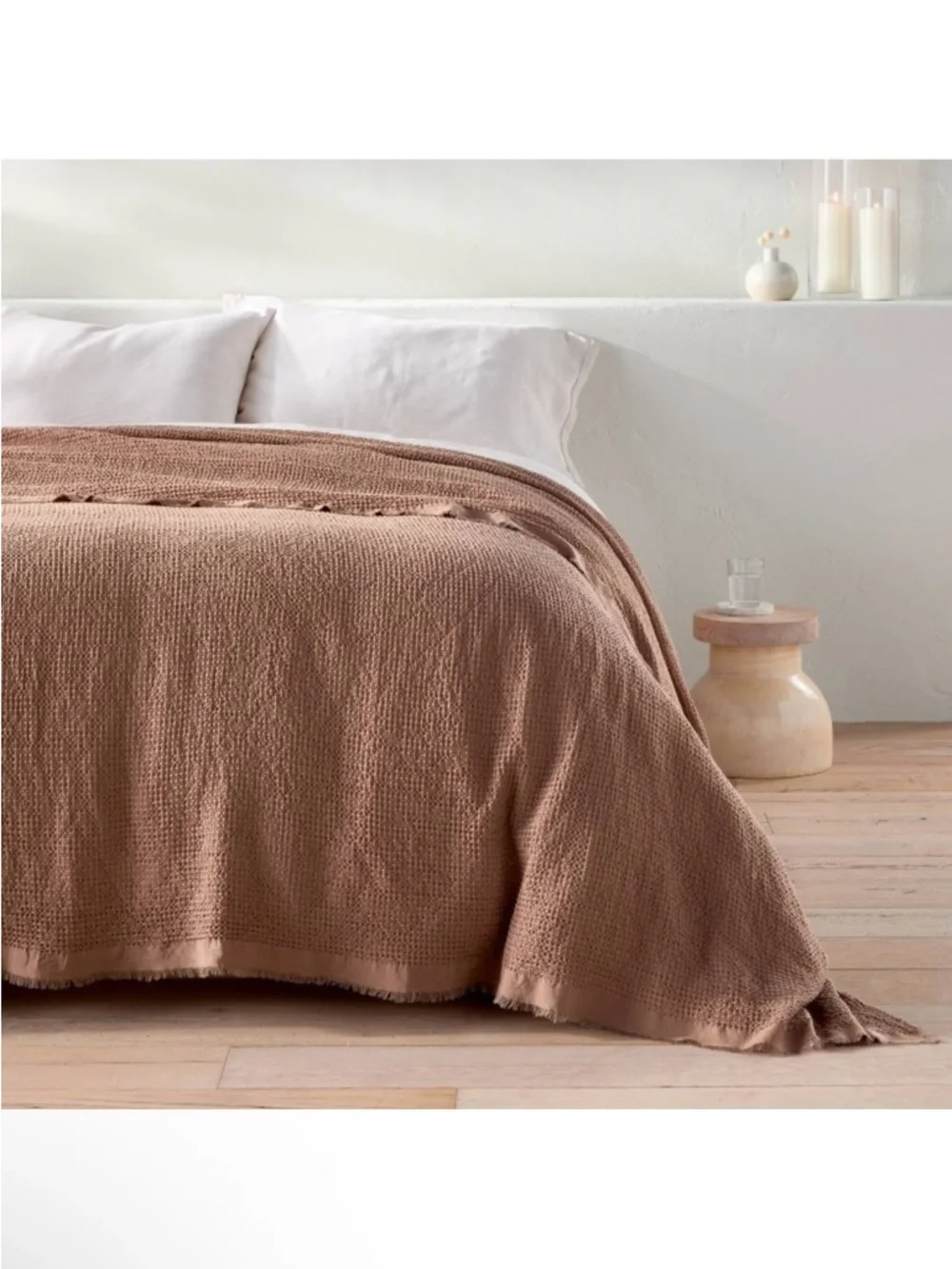 NWT Full/Queen Textured Waffle Coverlet Brown - Casaluna - Picture 3 of 5